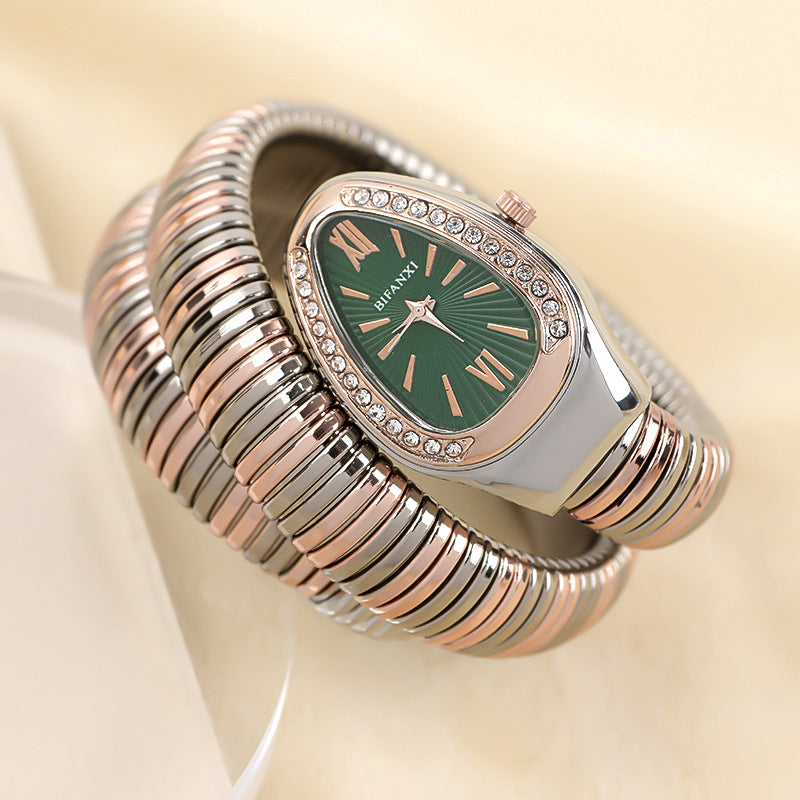 Snake Watch | Women's Quartz Watch | Bracelet Watch | Elegant Fashion Timepiece | Stainless Steel Design | Steven & Levon