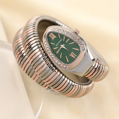 Snake Watch | Women's Quartz Watch | Bracelet Watch | Elegant Fashion Timepiece | Stainless Steel Design | Steven & Levon