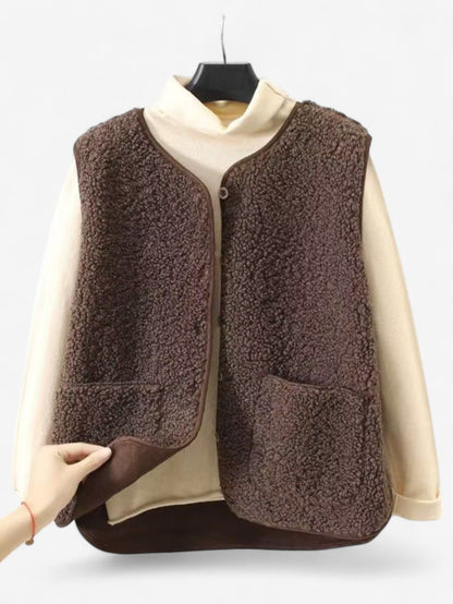Women's Sleeveless Button Down Gilet Vest | Women | Lightweight Fabric Blend | Layering Waistcoat | Steven & Levon