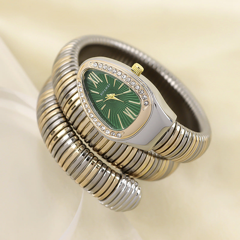 Snake Watch | Women's Quartz Watch | Bracelet Watch | Elegant Fashion Timepiece | Stainless Steel Design | Steven & Levon