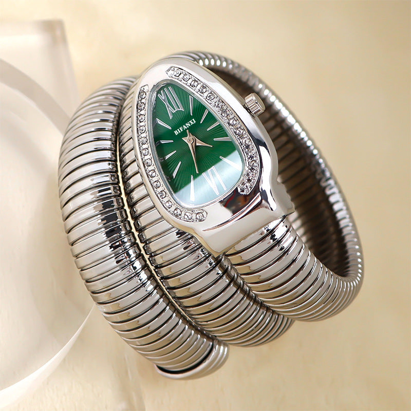 Snake Watch | Women's Quartz Watch | Bracelet Watch | Elegant Fashion Timepiece | Stainless Steel Design | Steven & Levon