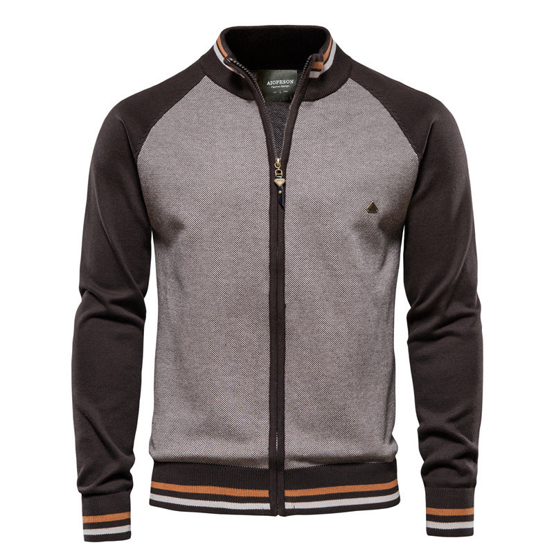 Men's Zip Knit Cardigan | Men | Soft Knit Fabric | Stand Collar | Full Zip | Smart Casual Layer | Steven & Levon