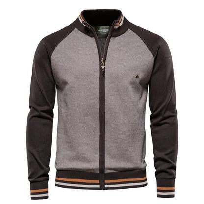Men's Zip Knit Cardigan | Men | Soft Knit Fabric | Stand Collar | Full Zip | Smart Casual Layer | Steven & Levon