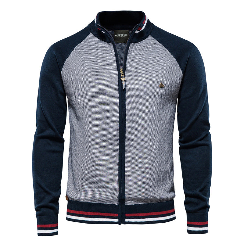 Men's Zip Knit Cardigan | Men | Soft Knit Fabric | Stand Collar | Full Zip | Smart Casual Layer | Steven & Levon