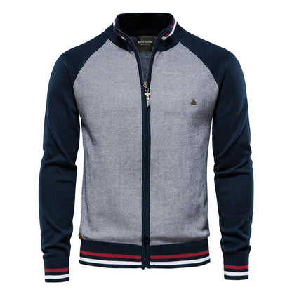 Men's Zip Knit Cardigan | Men | Soft Knit Fabric | Stand Collar | Full Zip | Smart Casual Layer | Steven & Levon
