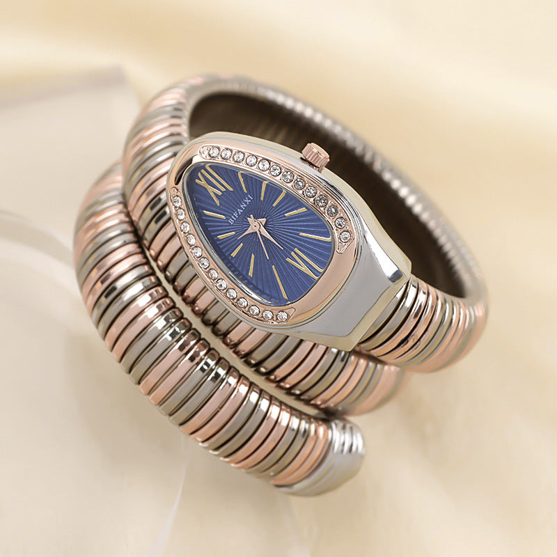 Snake Watch | Women's Quartz Watch | Bracelet Watch | Elegant Fashion Timepiece | Stainless Steel Design | Steven & Levon