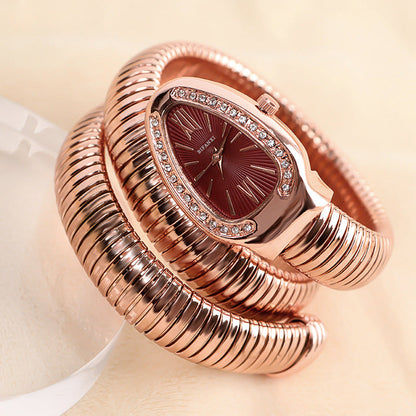 Snake Watch | Women's Quartz Watch | Bracelet Watch | Elegant Fashion Timepiece | Stainless Steel Design | Steven & Levon