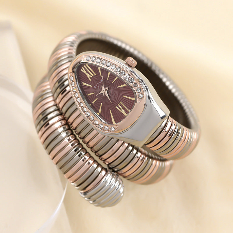 Snake Watch | Women's Quartz Watch | Bracelet Watch | Elegant Fashion Timepiece | Stainless Steel Design | Steven & Levon