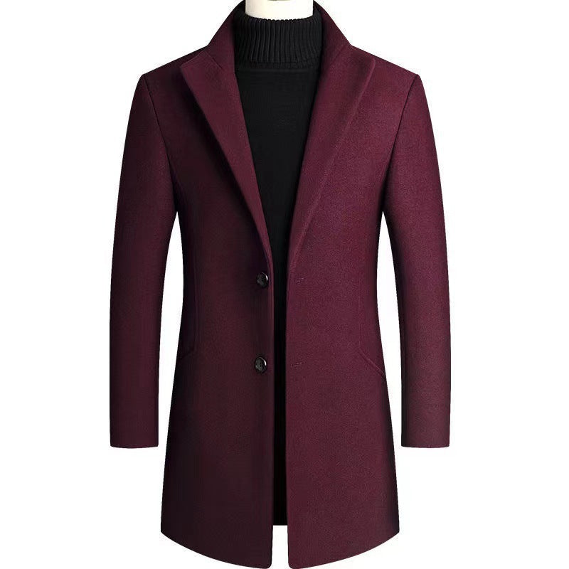 Men's Notch Lapel Overcoat | Two-Button Closure | Tailored Long Coat | Steven & Levon