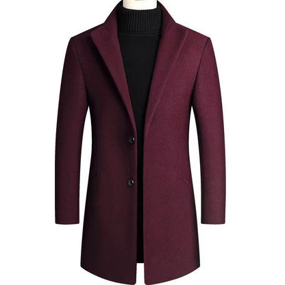 Men's Notch Lapel Overcoat | Two-Button Closure | Tailored Long Coat | Steven & Levon
