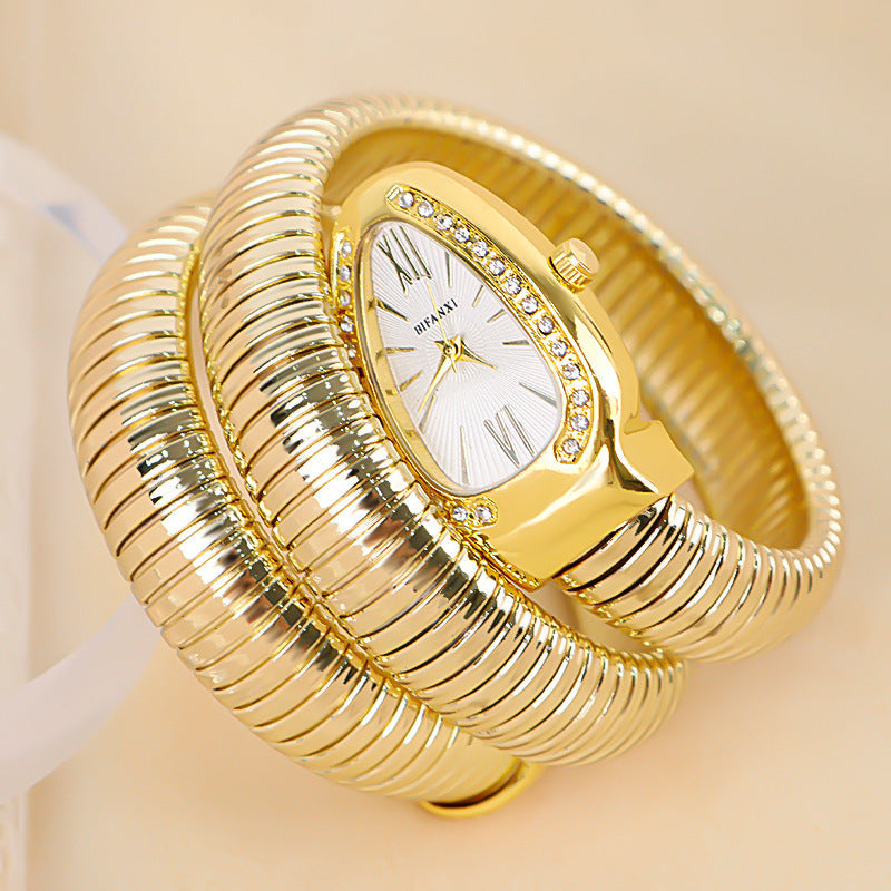 Snake Watch | Women's Quartz Watch | Bracelet Watch | Elegant Fashion Timepiece | Stainless Steel Design | Steven & Levon