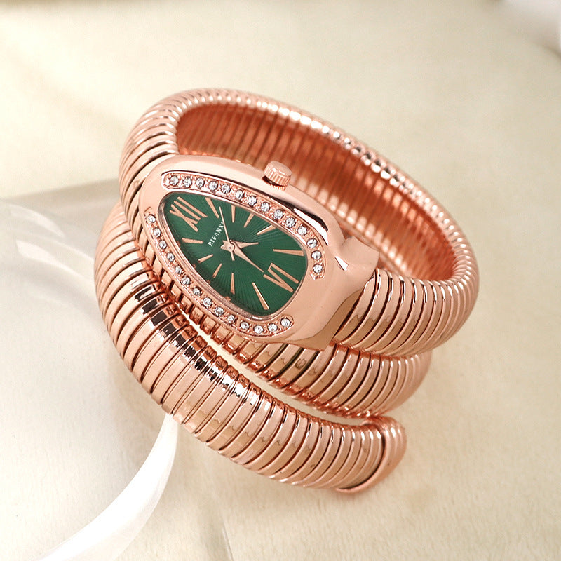 Snake Watch | Women's Quartz Watch | Bracelet Watch | Elegant Fashion Timepiece | Stainless Steel Design | Steven & Levon