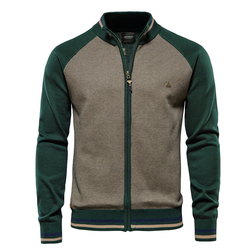 Men's Zip Knit Cardigan | Men | Soft Knit Fabric | Stand Collar | Full Zip | Smart Casual Layer | Steven & Levon
