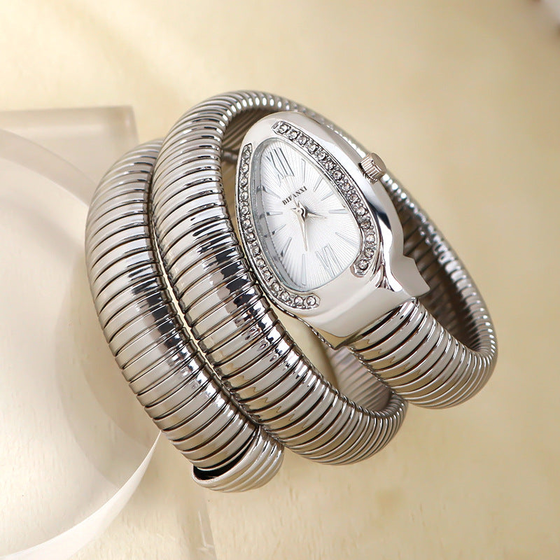 Snake Watch | Women's Quartz Watch | Bracelet Watch | Elegant Fashion Timepiece | Stainless Steel Design | Steven & Levon