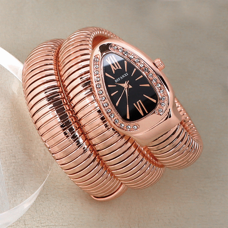 Snake Watch | Women's Quartz Watch | Bracelet Watch | Elegant Fashion Timepiece | Stainless Steel Design | Steven & Levon
