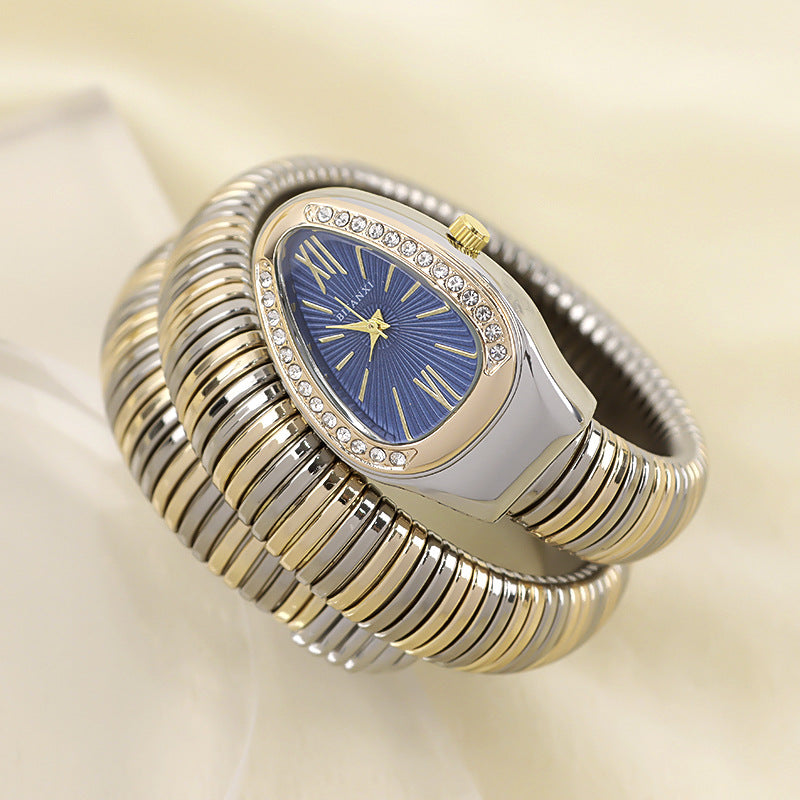 Snake Watch | Women's Quartz Watch | Bracelet Watch | Elegant Fashion Timepiece | Stainless Steel Design | Steven & Levon