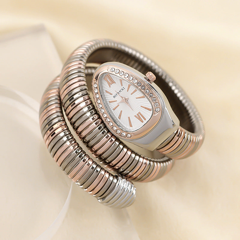 Snake Watch | Women's Quartz Watch | Bracelet Watch | Elegant Fashion Timepiece | Stainless Steel Design | Steven & Levon