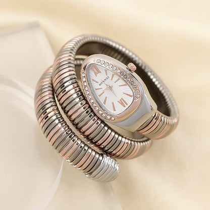 Snake Watch | Women's Quartz Watch | Bracelet Watch | Elegant Fashion Timepiece | Stainless Steel Design | Steven & Levon
