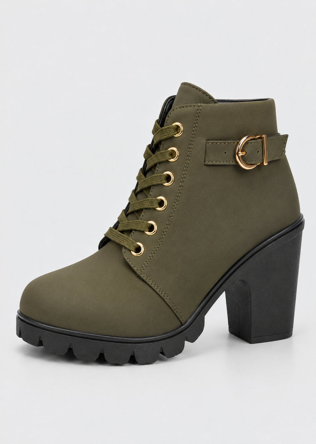 Block Heel Lace-Up Ankle Boots for Women | Side Zip | Combat Style | Steven & Levon