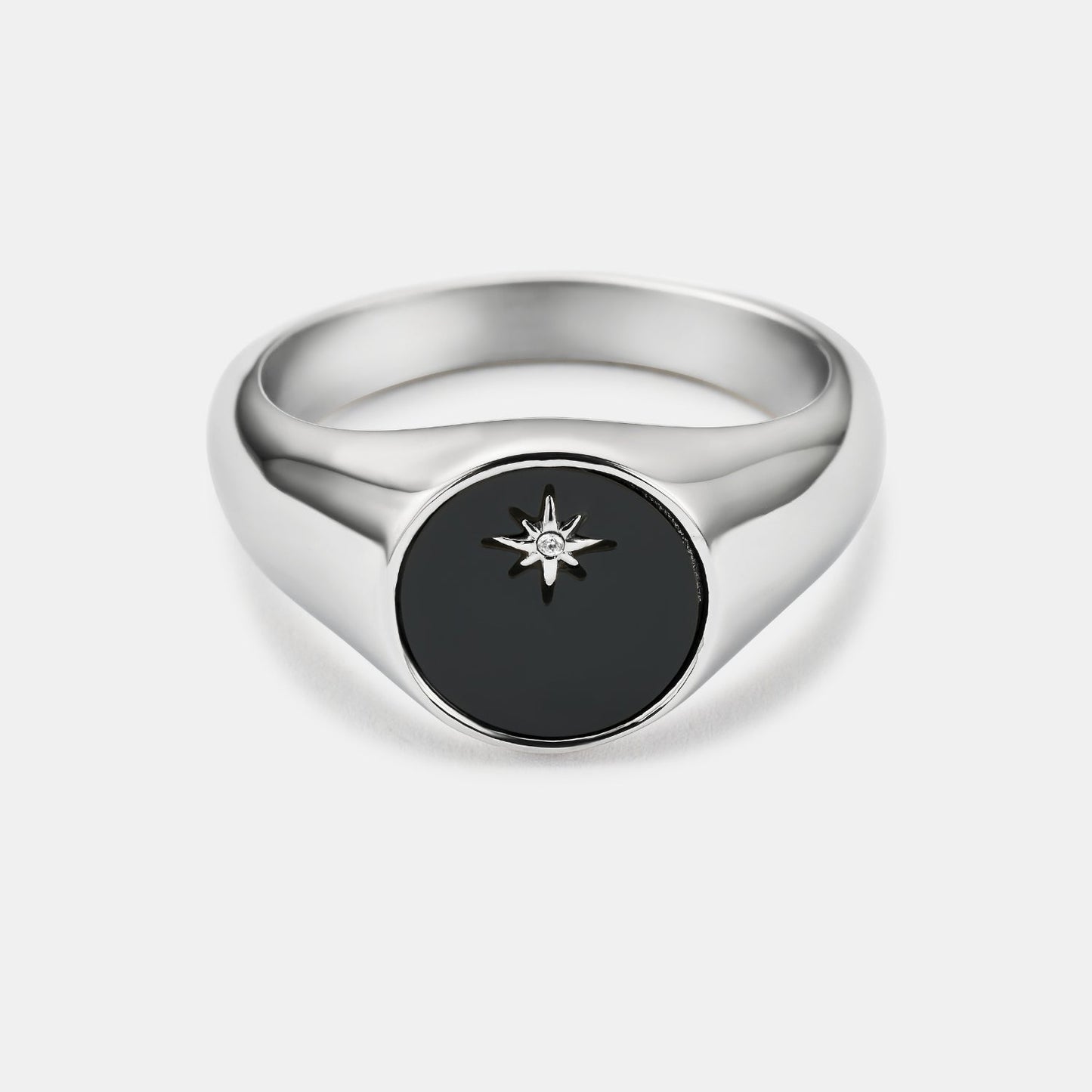 Onyx North Star Signet Ring | Silver | Men | Stainless Steel | Black Onyx | Steven & Levon