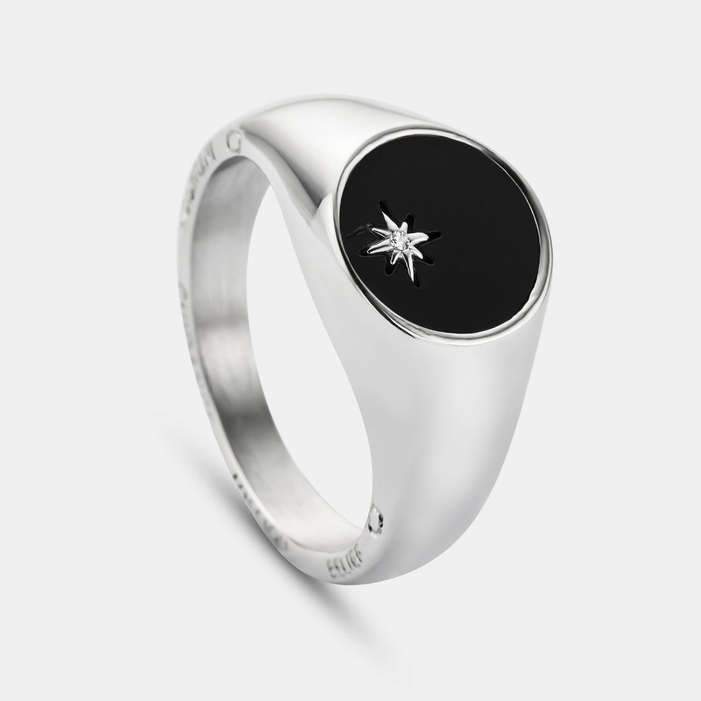 Onyx North Star Signet Ring | Silver | Men | Stainless Steel | Black Onyx | Steven & Levon