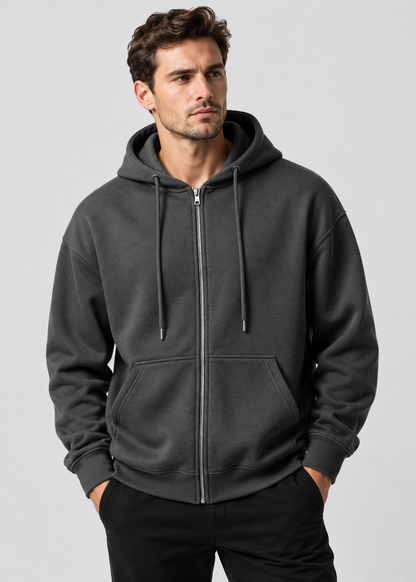 Men's Loose Fit Zip-Up Hoodie | Casual Hooded Sweatshirt | Everyday Wear | Steven & Levon