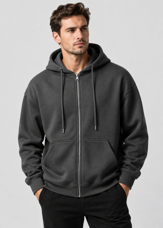 Men's Loose Fit Zip-Up Hoodie | Casual Hooded Sweatshirt | Everyday Wear | Steven & Levon