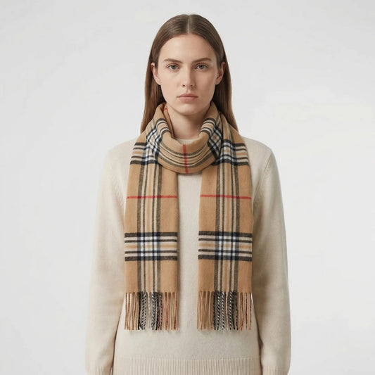 Plaidora - Classic Plaid Fringe Winter Scarf  Winter Neck Warmth