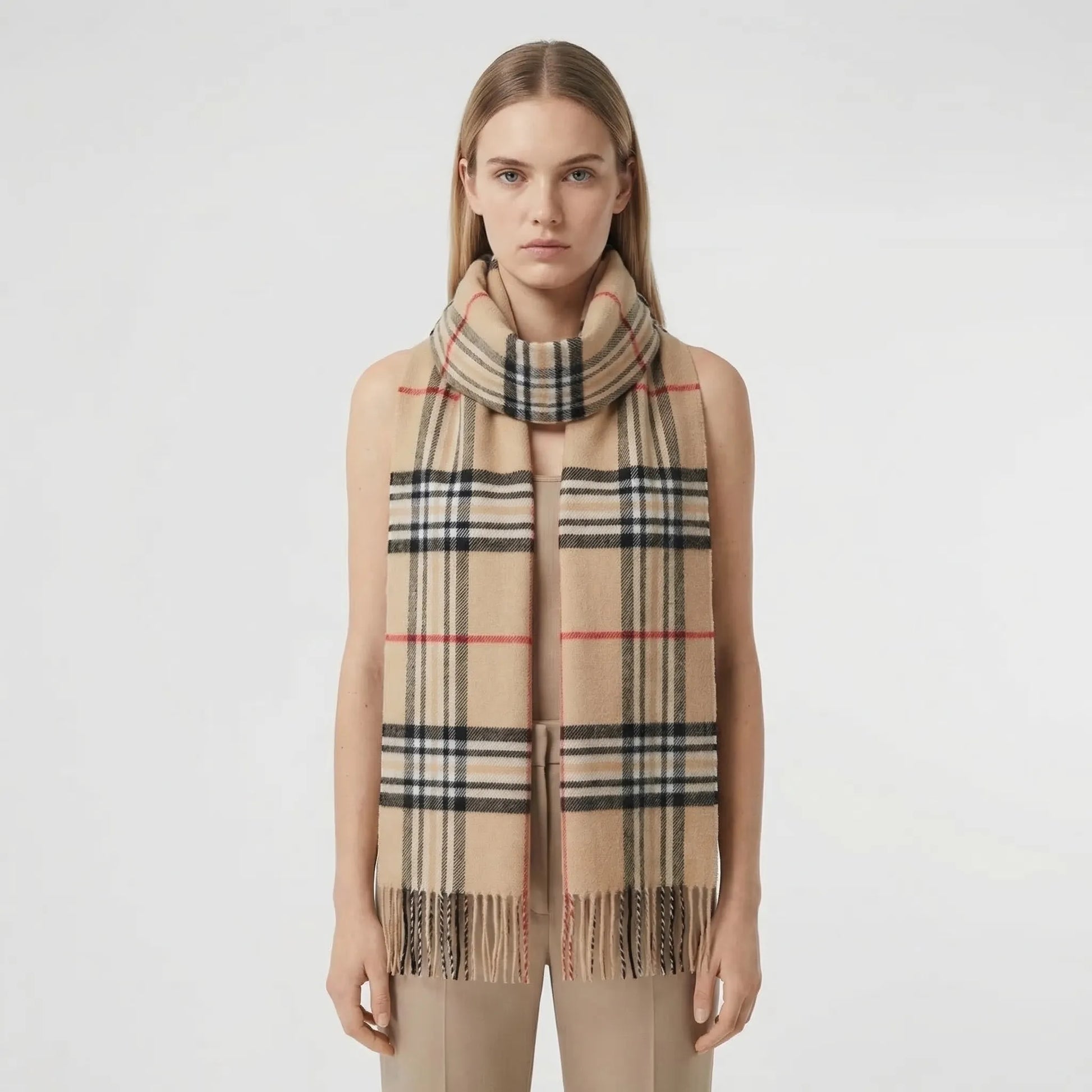 Plaidora - Classic Plaid Fringe Winter Scarf  Winter Neck Warmth
