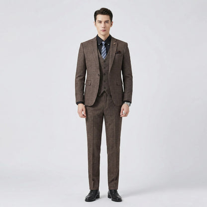Plaidoro - Three-Piece Plaid Blazer And Trouser Set  Business Meetings Attire