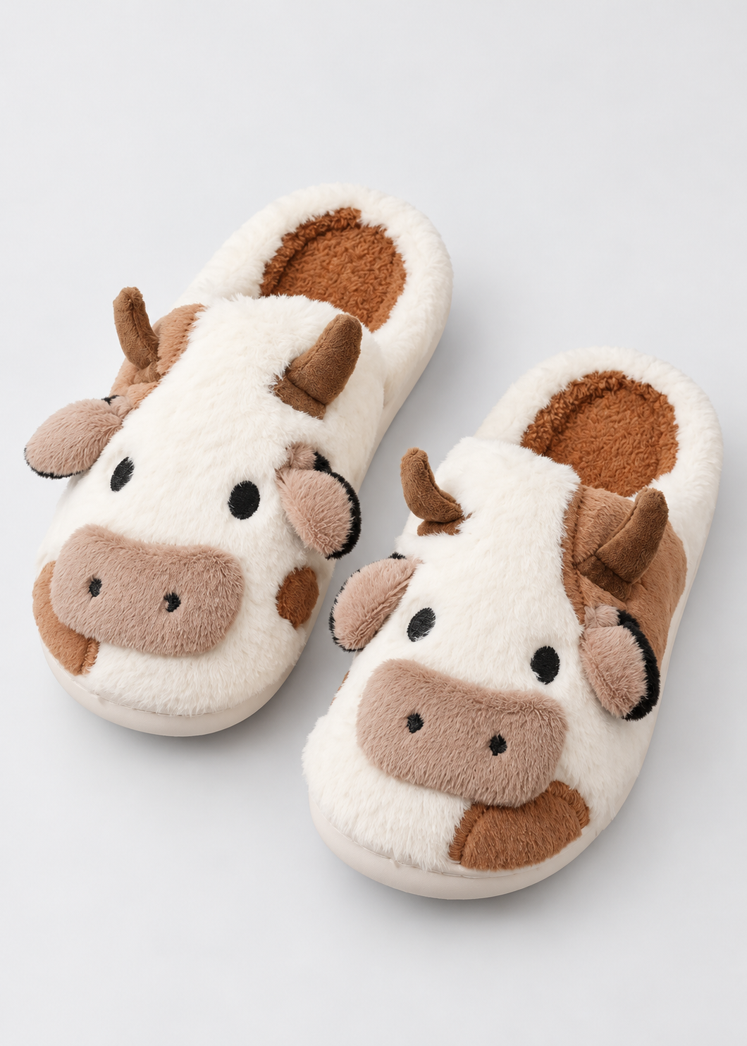 Unisex Cow Slippers | Cartoon Print | Fleece Lining | Non Slip Rubber Sole | Steven & Levon
