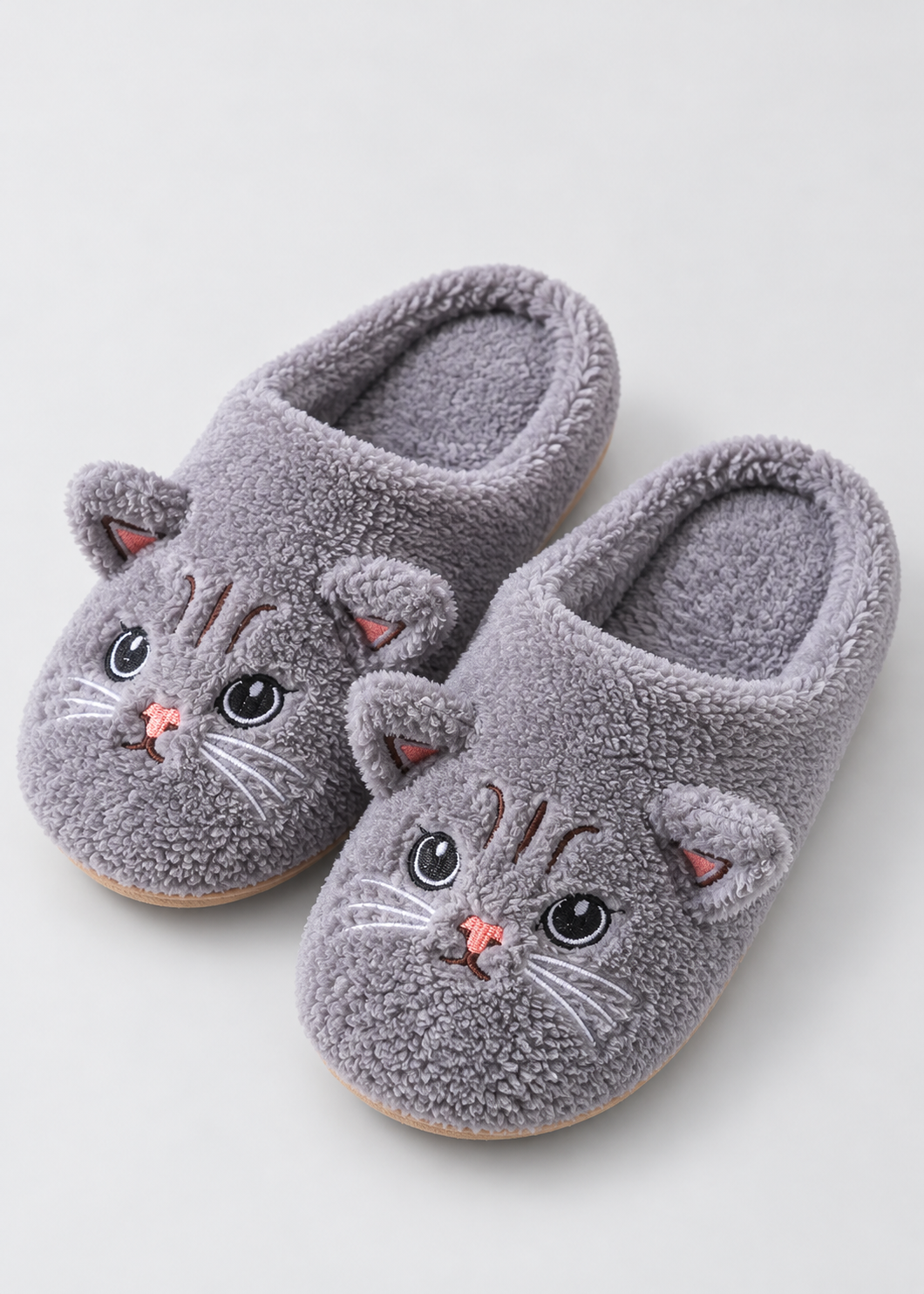 Women's Flannel Cat Slippers | Plush Lining | Animal Print | Flat Sole | Steven & Levon