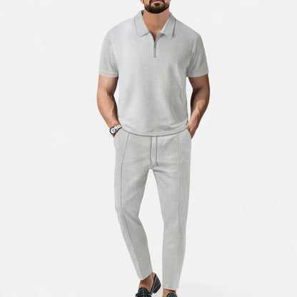 Men’s Polo Shirt & Trouser Set | Men | Soft Breathable Fabric | Casual Comfort Co-Ord Outfit | Relaxed Fit | Steven & Levon
