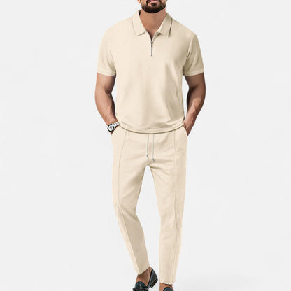 Men’s Polo Shirt & Trouser Set | Men | Soft Breathable Fabric | Casual Comfort Co-Ord Outfit | Relaxed Fit | Steven & Levon