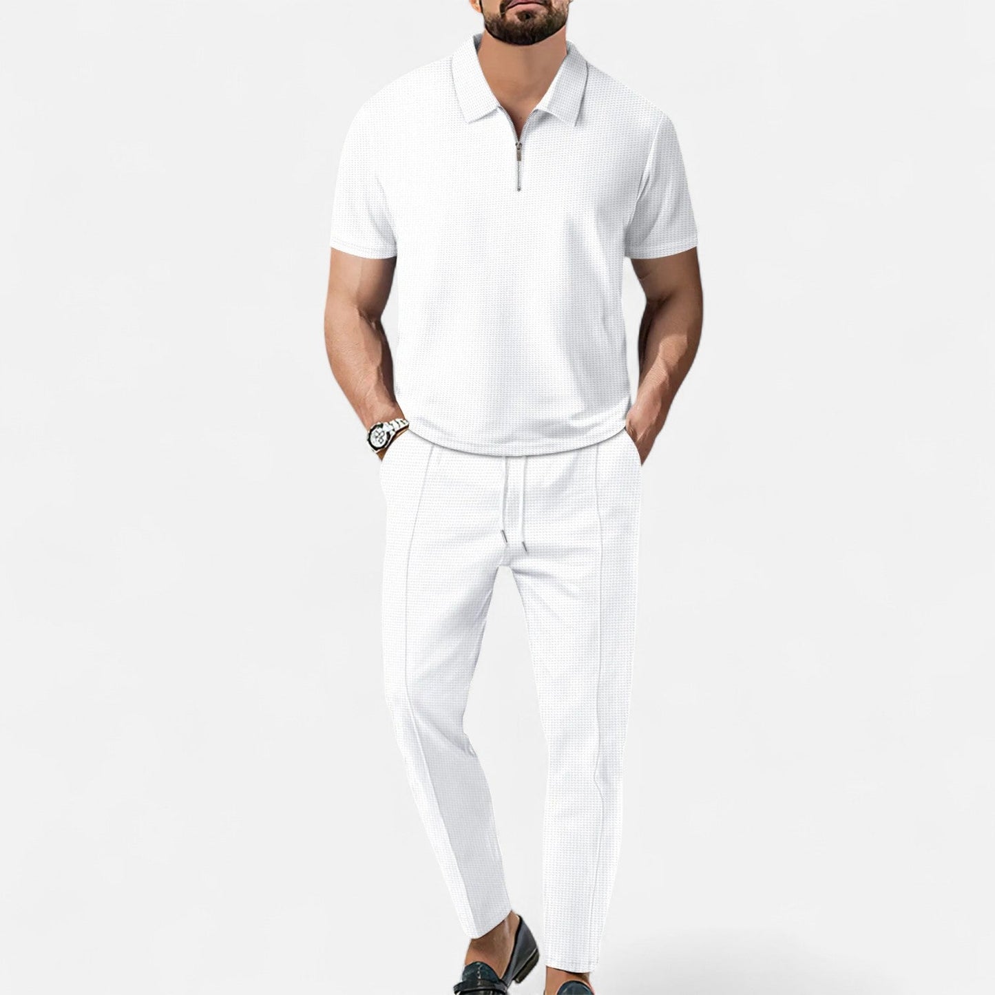 Men’s Polo Shirt & Trouser Set | Men | Soft Breathable Fabric | Casual Comfort Co-Ord Outfit | Relaxed Fit | Steven & Levon