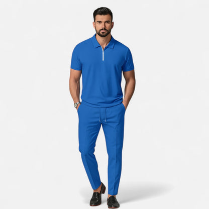 Men’s Polo Shirt & Trouser Set | Men | Soft Breathable Fabric | Casual Comfort Co-Ord Outfit | Relaxed Fit | Steven & Levon