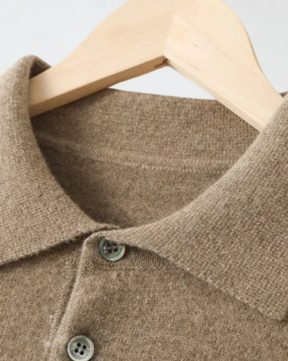 Men's Wool Knit Polo Sweater | Long Sleeve | Soft Knit | Warm Casual Style | Steven & Levon