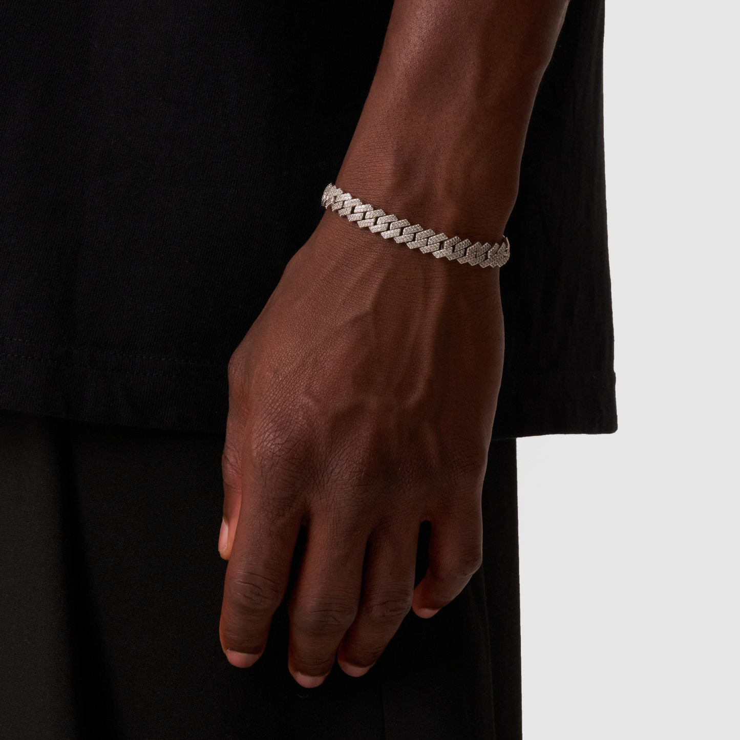 Iced Cuban Bracelet | Men | Stainless Steel | Silver & Gold | 8mm Prong Link | Steven & Levon
