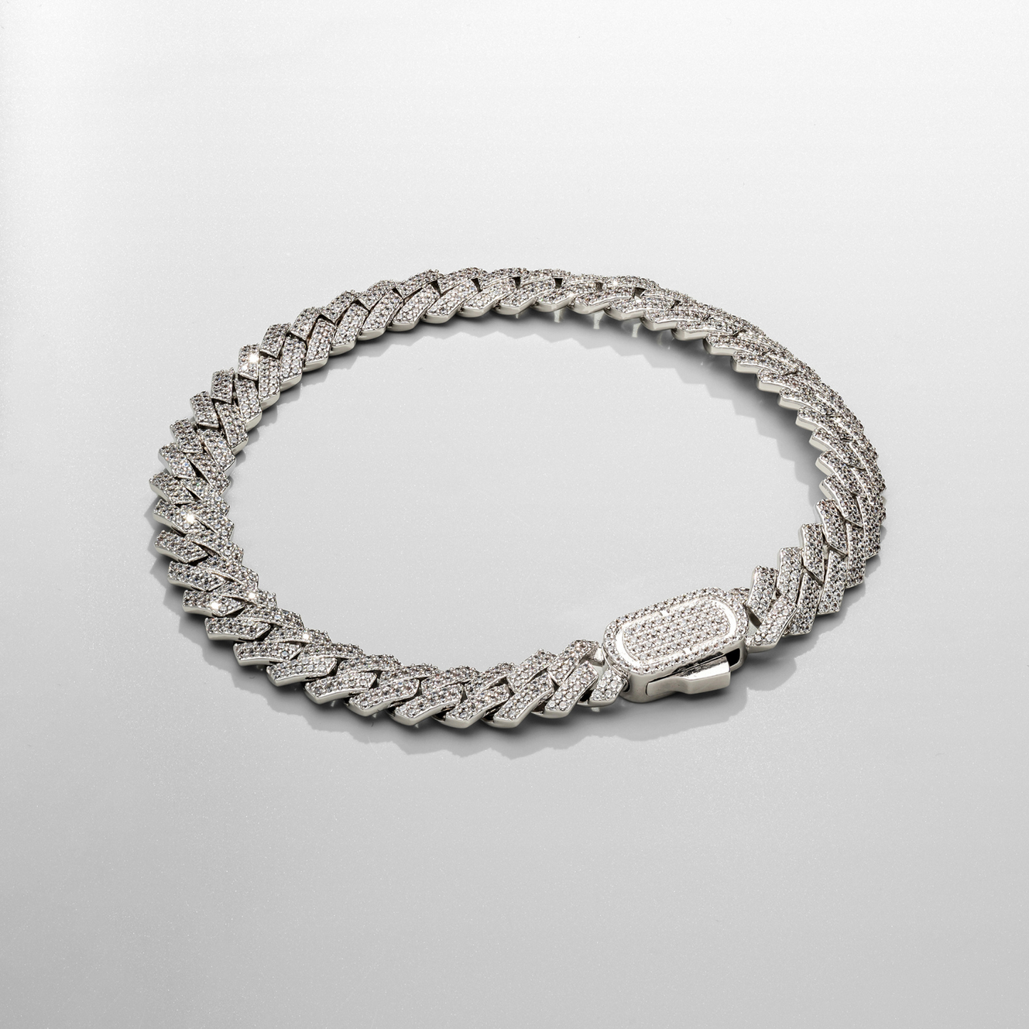 Iced Cuban Bracelet | Men | Stainless Steel | Silver & Gold | 8mm Prong Link | Steven & Levon