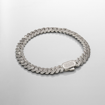 Iced Cuban Bracelet | Men | Stainless Steel | Silver & Gold | 8mm Prong Link | Steven & Levon