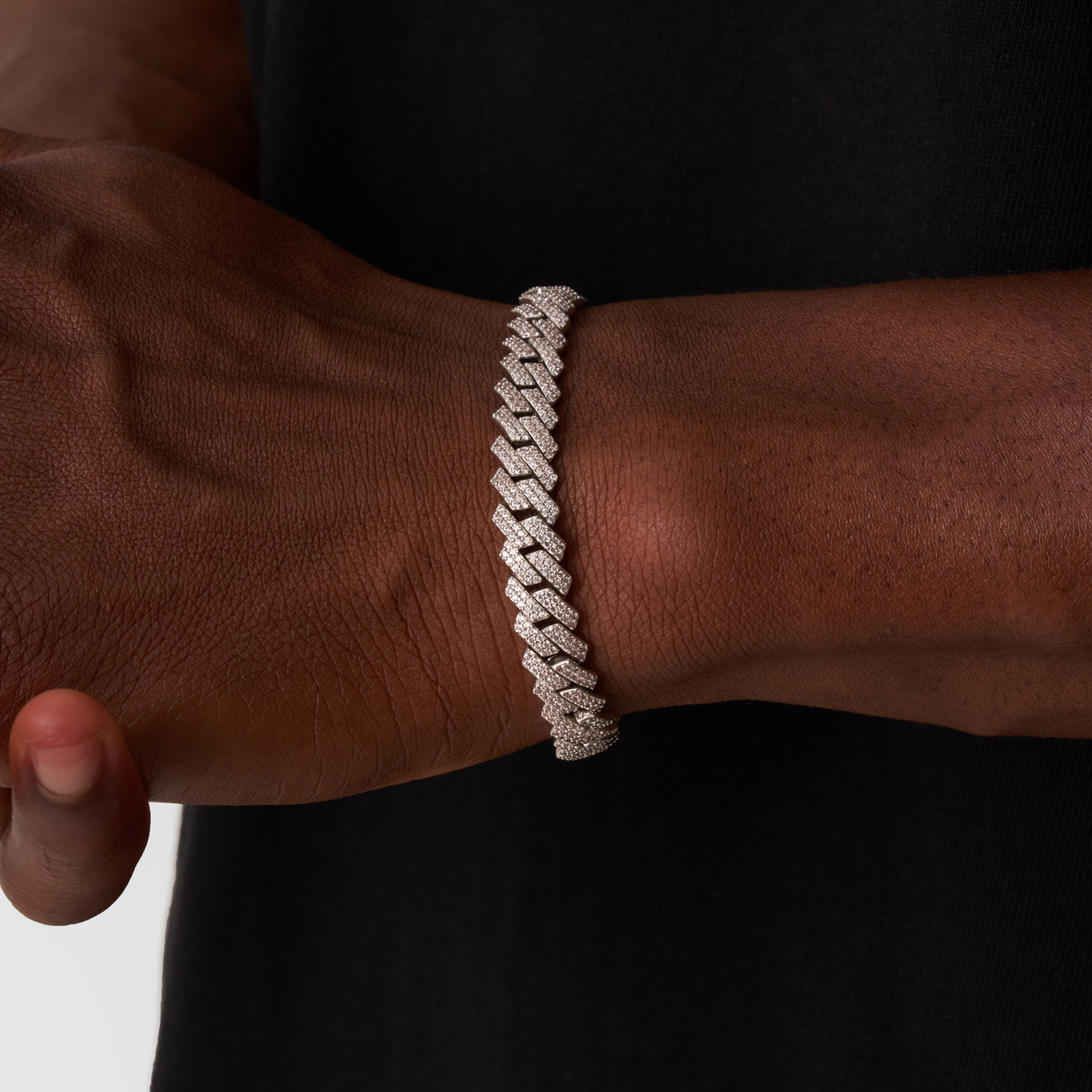 Iced Cuban Bracelet | Men | Stainless Steel | Silver & Gold | 8mm Prong Link | Steven & Levon