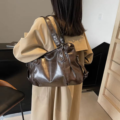 Shoulder Bag | Women | Black PU Leather | Large Capacity | Classic Crossbody | Steven & Levon