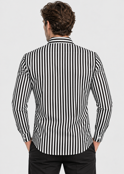 Men's Striped Overshirt | Casual Shirt | Button-Up Lightweight Layer | Steven & Levon