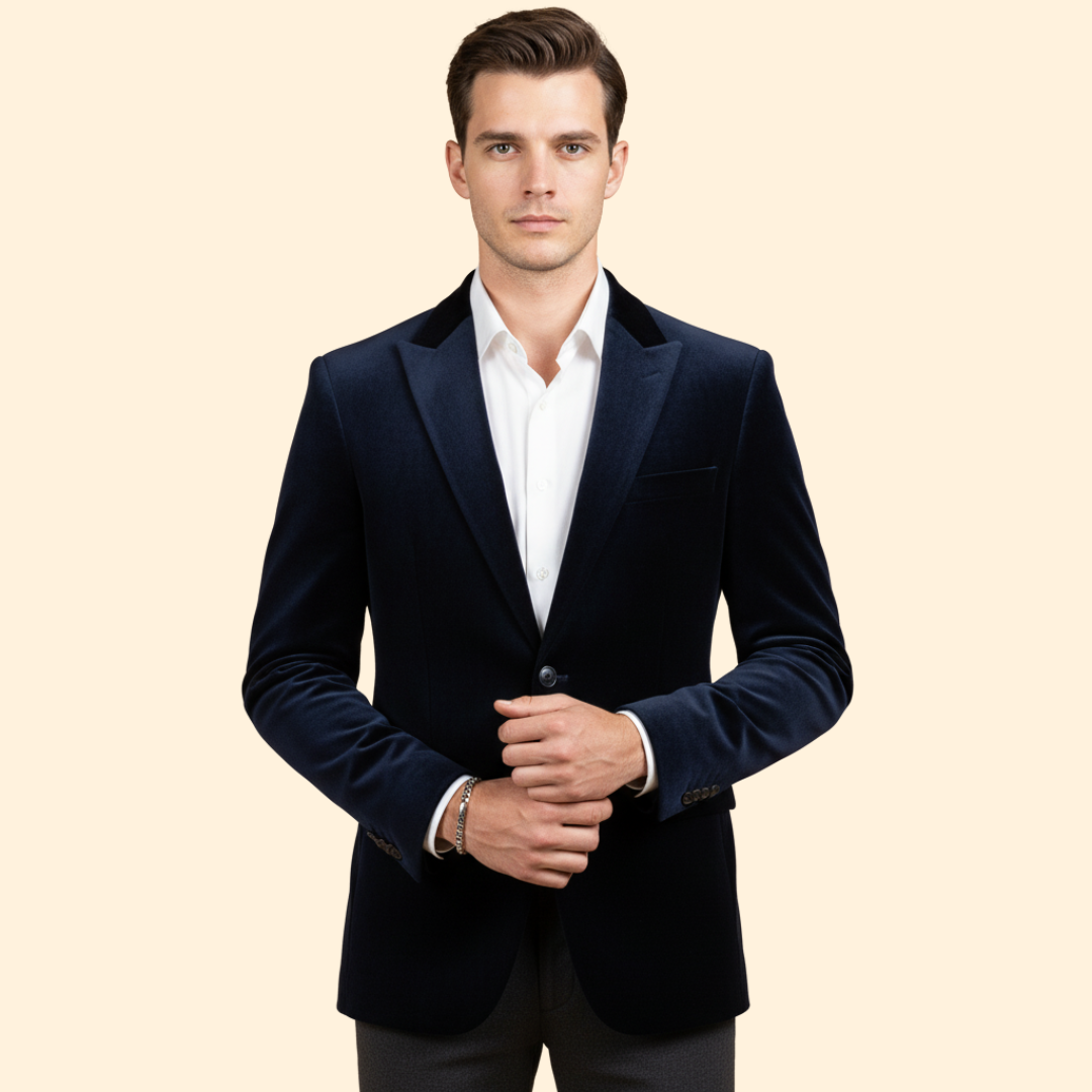 Men's Velvet Blazer | Refined Evening Jacket | Tailored Style | Steven & Levon