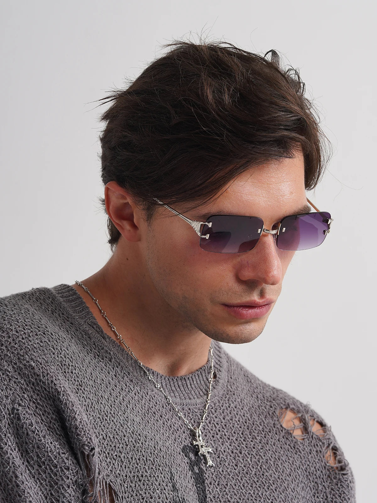 Rimless Square Sunglasses | Unisex | UV400 Metal Frame Eyewear | Lightweight Designer Shades | Steven & Levon