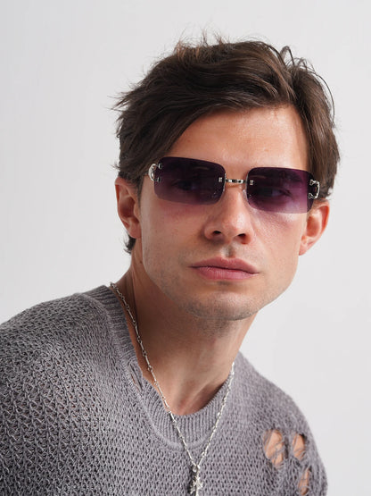 Rimless Square Sunglasses | Unisex | UV400 Metal Frame Eyewear | Lightweight Designer Shades | Steven & Levon