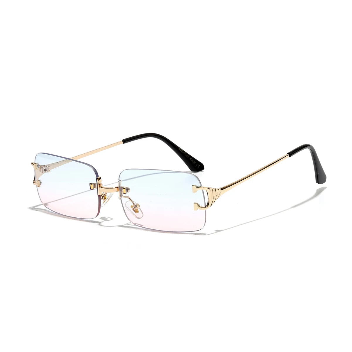 Rimless Square Sunglasses | Unisex | UV400 Metal Frame Eyewear | Lightweight Designer Shades | Steven & Levon