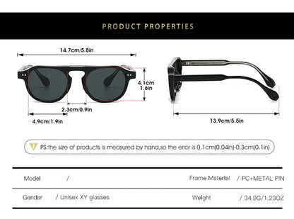 Round Acetate Sunglasses | Unisex | UV400 Polarized Style Eyewear | Rivet Detail Retro Frame | Steven & Levon