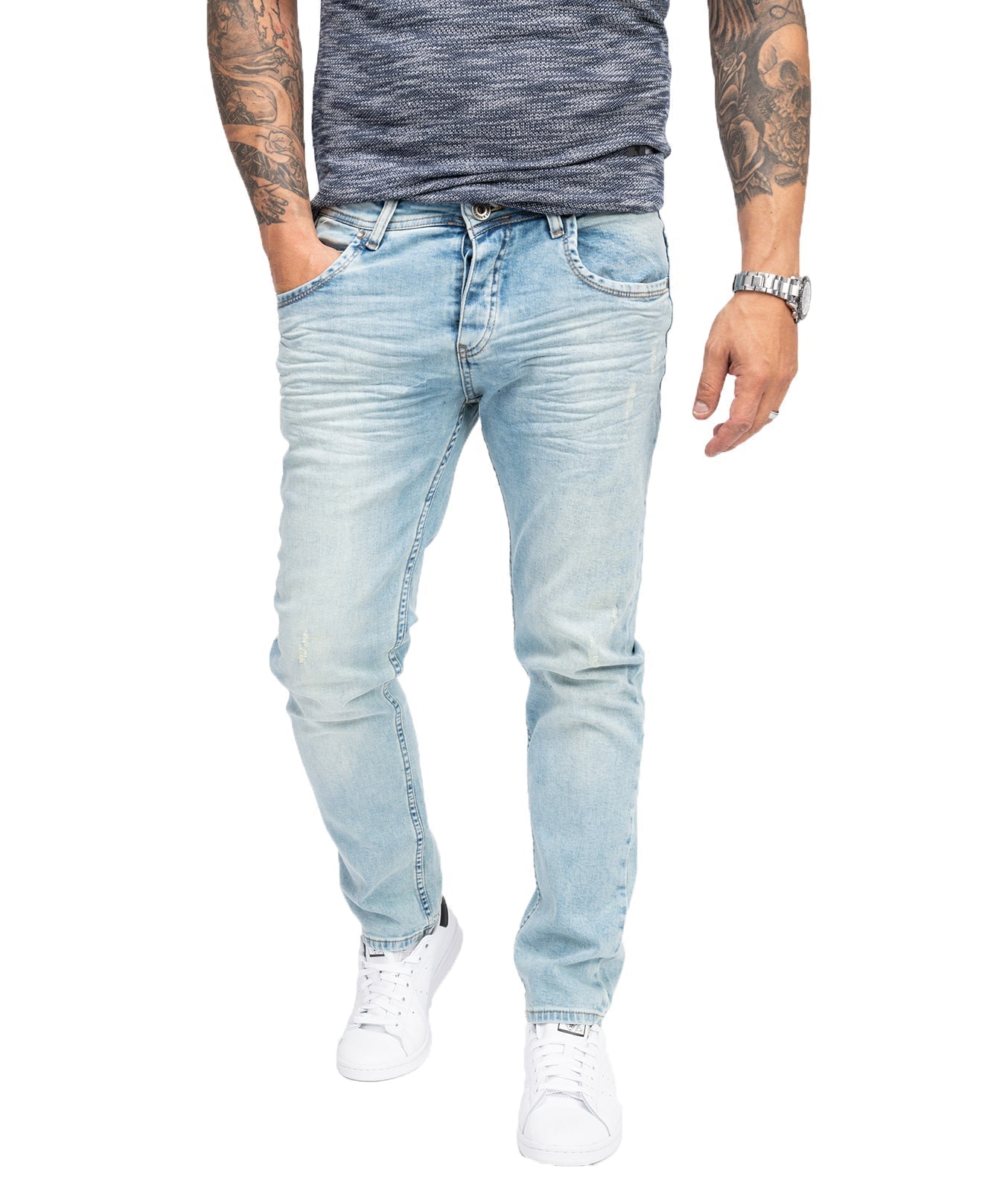 Men's Regular Fit Jeans | Light Blue Denim | Men | Classic Straight Leg | Everyday Casual Wear | Steven & Levon