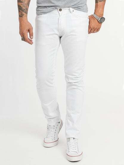 Men's White Slim Fit Jeans | Men | Stretch Denim | Casual Pants | Steven & Levon